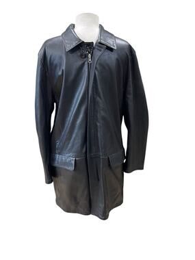Vintage Tom James Reversible Jacket Leather/Nylon Men’s Size Large-Overcoat